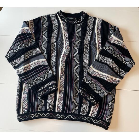 Tundra Canada 3D Knit Sweater XL Coogi Style Textured Vintage Mercerized Cotton - Picture 4 of 13
